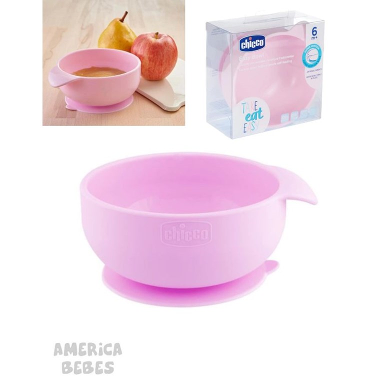 BOWL SILICONA ROSA 6 MESES + CHICCO