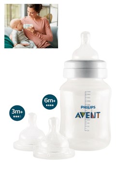 SET MAMADERAS ANTICOLIC REFRESH 260 ml + 2 TETINAS (3m+ y 6m+). AVENT