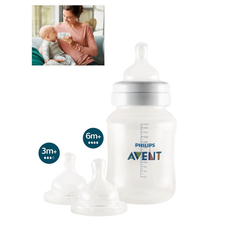 SET MAMADERAS ANTICOLIC REFRESH 260 ml + 2 TETINAS (3m+ y 6m+). AVENT