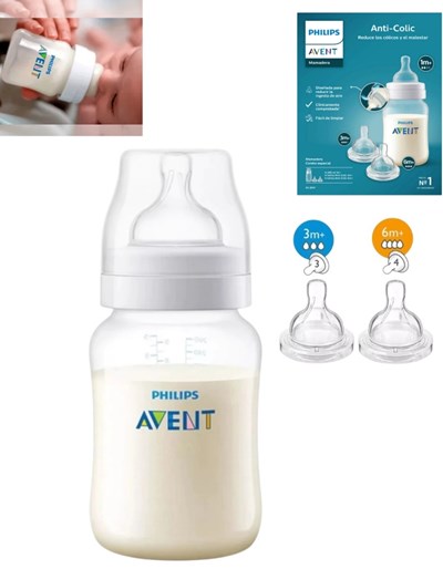 SET MAMADERAS ANTICOLIC REFRESH 260 ml + 2 TETINAS (3m+ y 6m+). AVENT