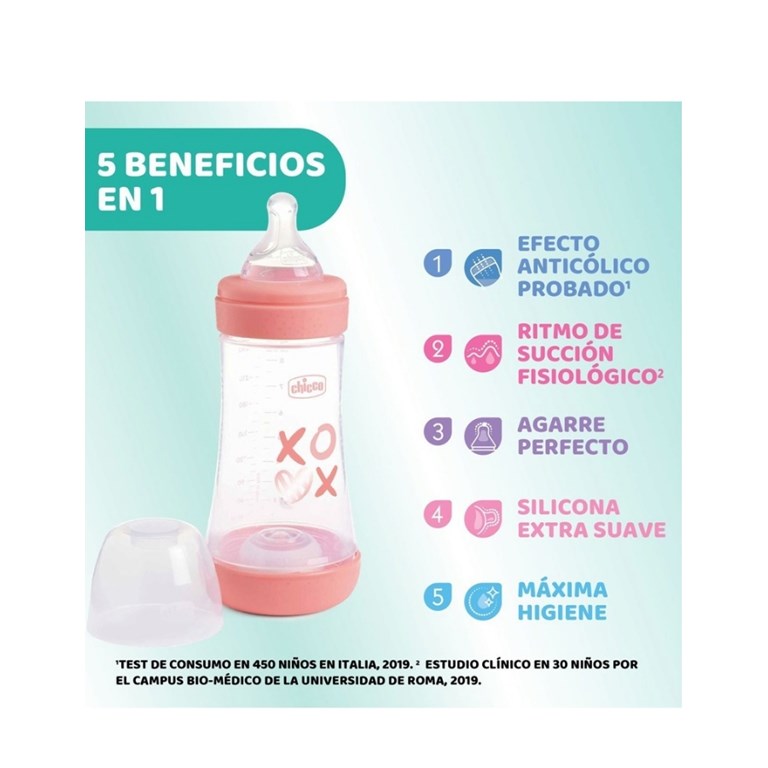 MAMADERA ROSA PERFECT 5 240ML 2+ FLUJO MEDIO CHICCO