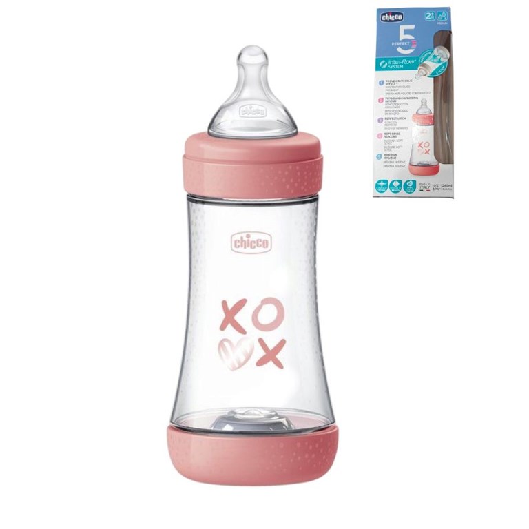 MAMADERA ROSA PERFECT 5 240ML 2+ FLUJO MEDIO CHICCO