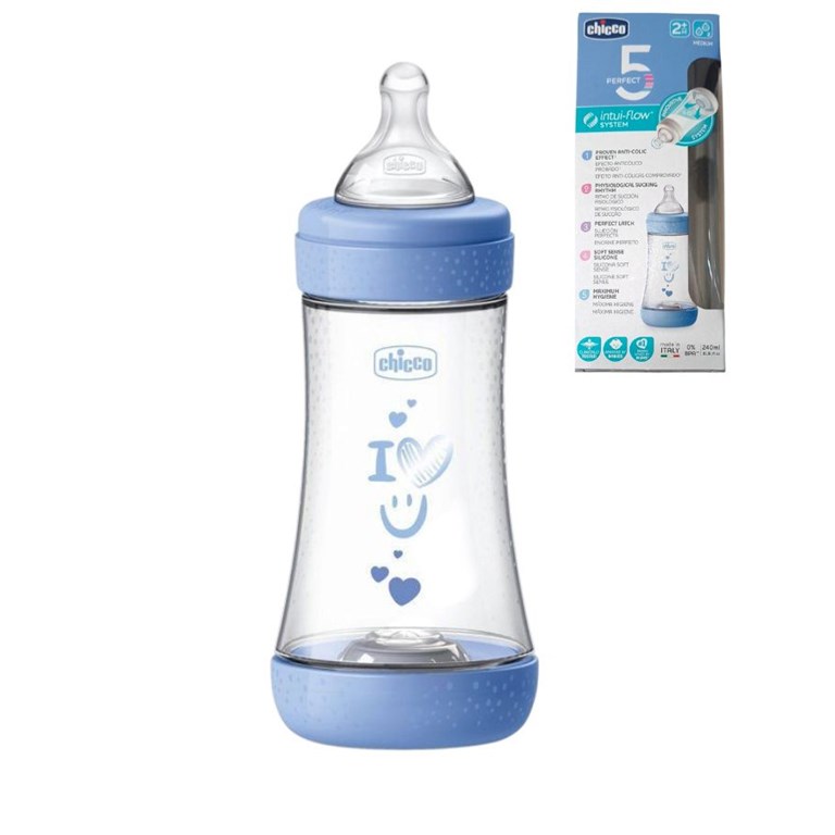 MAMADERA CELESTE PERFECT 5 240ML 2+ FLUJO MEDIO CHICCO