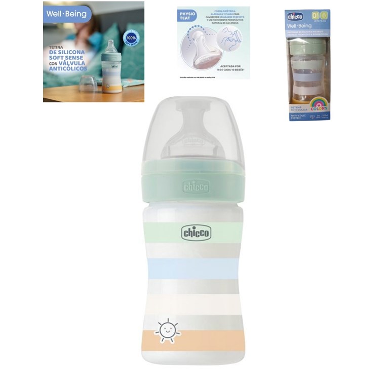 MAMADERA WAELL BEING 150ML 0M+ FLUJO LENTO VERDE CHICO