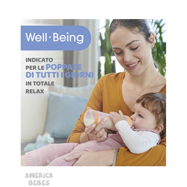 MAMADERA WELL BEING 250ML 2M+ FLUJO MEDIO NARANJA CHICCO