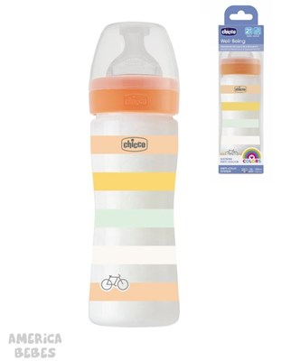 PROMO 15% OFF  MAMADERA WELL BEING 250ML 2M+ FLUJO MEDIO NARANJA CHICCO