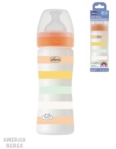 PROMO 15% OFF  MAMADERA WELL BEING 250ML 2M+ FLUJO MEDIO NARANJA CHICCO