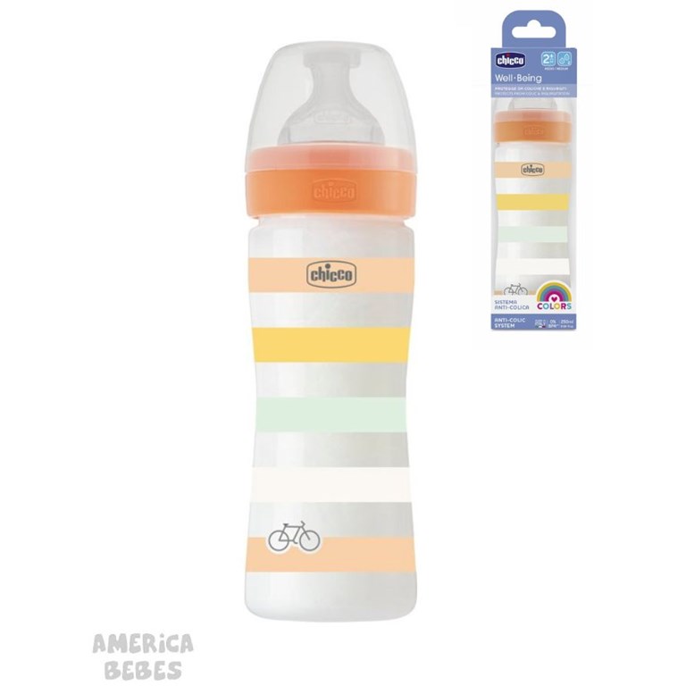 MAMADERA WELL BEING 250ML 2M+ FLUJO MEDIO NARANJA CHICCO