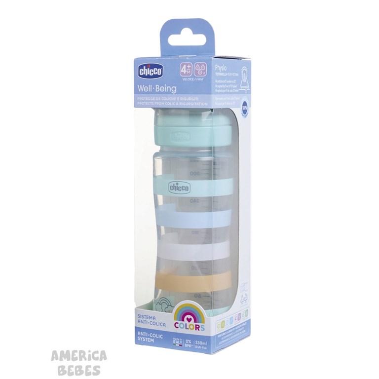 MAMADERA WELL BEING 330ML 4M+ FLUJO RAPIDO VERDE CHICCO