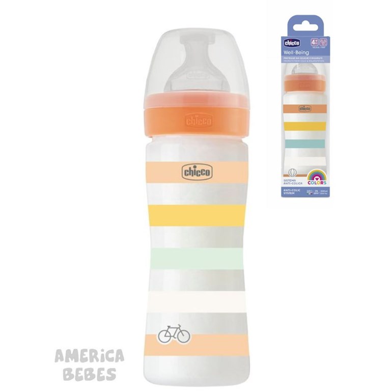 MAMADERA WELL BEING 330ML 4M+ FLUJO RAPIDO NARANJA CHICCO