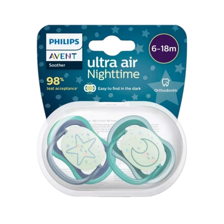 CHUPETE ULTRA AIR DECO NIGHTIME 6-18m NENE x2. AVENT