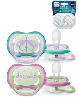 CHUPETE ULTRA AIR DECO NIGHTIME 0-6m NENA x2. AVENT