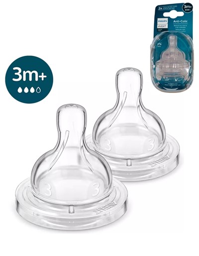 TETINAS 3M+ POR 2 UNIDADES ANTICOLIC REFRESH FLUJO MEDIO. AVENT