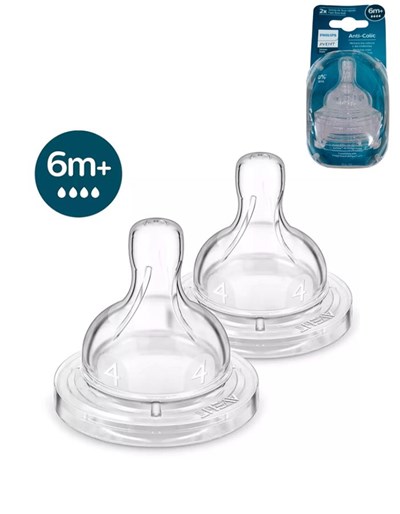 TETINAS 6M+ POR 2 UNIDADES ANTICOLIC REFRESH FLUJO RAPIDO. AVENT