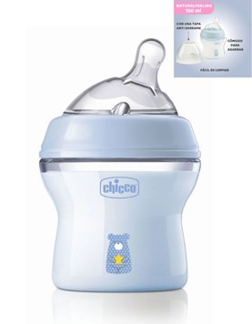NUEVA MAMADERA NATURAL FEELING CELESTE 150ML 0+ FLUJO LENTO CHICCO
