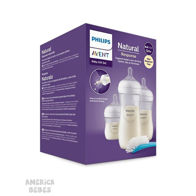 SET 3 MAMADERAS NATURAL RESPONSE: ( 125 ML./ 260 ML./ 330 ML. + CEPEILLO) AVENT