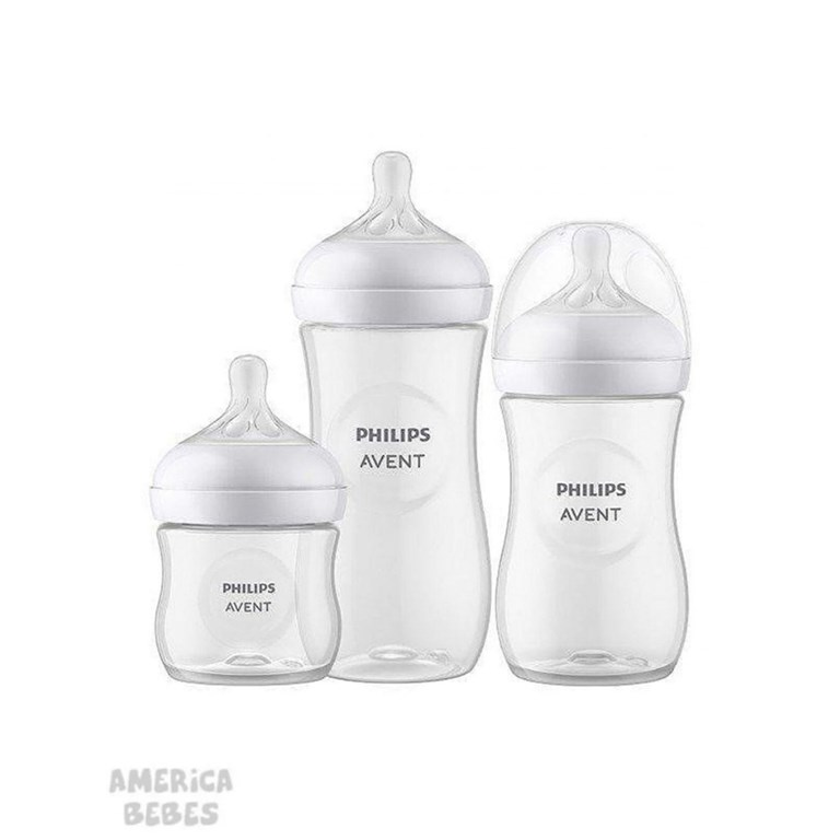 PROMO! SET 3 MAMADERAS NATURAL RESPONSE: ( 125 ML./ 260 ML./ 330 ML. + CEPEILLO) AVENT