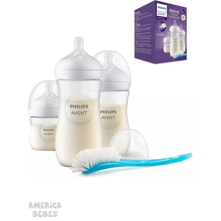 PROMO! SET 3 MAMADERAS NATURAL RESPONSE: ( 125 ML./ 260 ML./ 330 ML. + CEPEILLO) AVENT