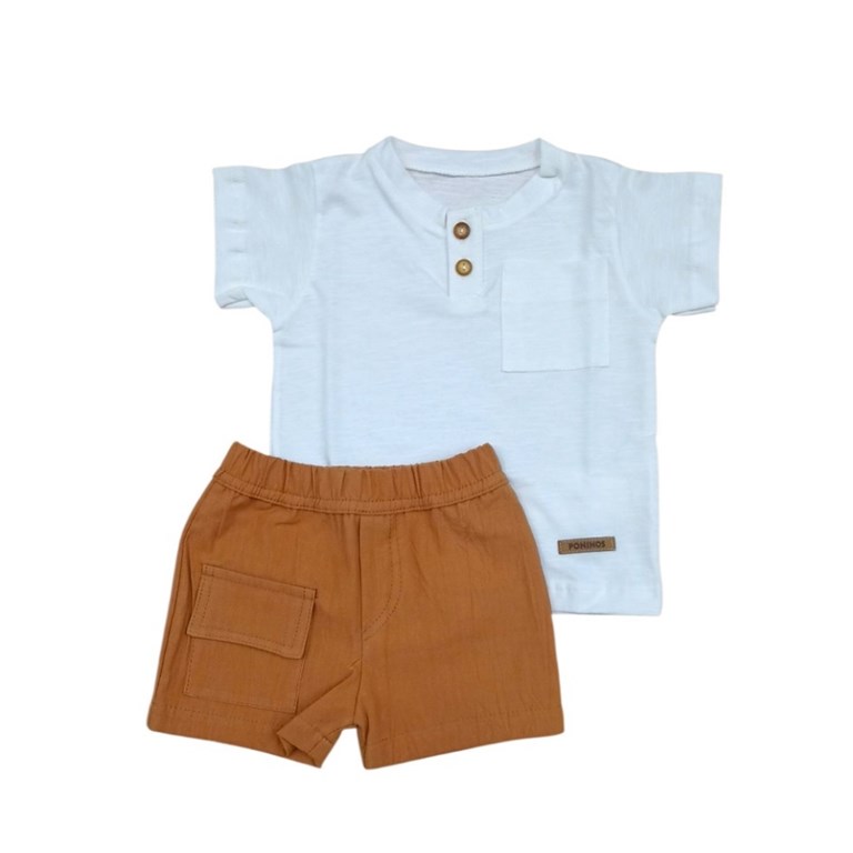 Conjunto de bebe remera flame con short tusor.Poninos