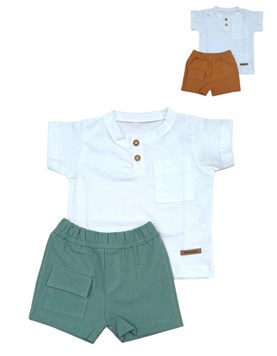 Conjunto de bebe remera flame con short tusor.Poninos