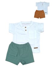 Conjunto de bebe remera flame con short tusor.Poninos