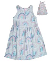 Vestido de nena en algodon arcoiris.Poninos