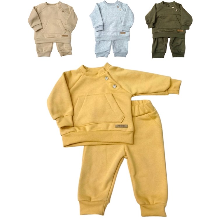 Conjunto Frisa canguro con manga ranglan. Poninos