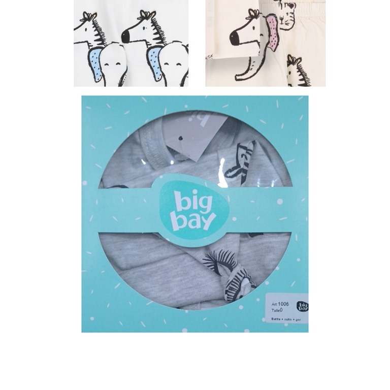 SET BATITA + OSITO + GORRO FAUNA. BIG BAY