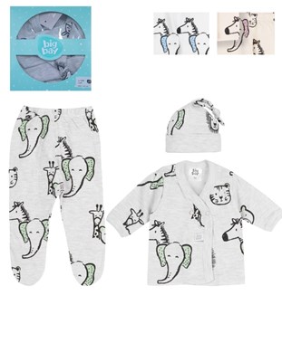 SET BATITA + OSITO + GORRO FAUNA. BIG BAY