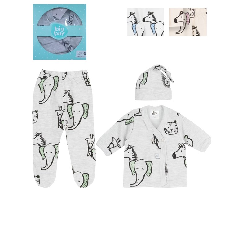 SET BATITA + OSITO + GORRO FAUNA. BIG BAY