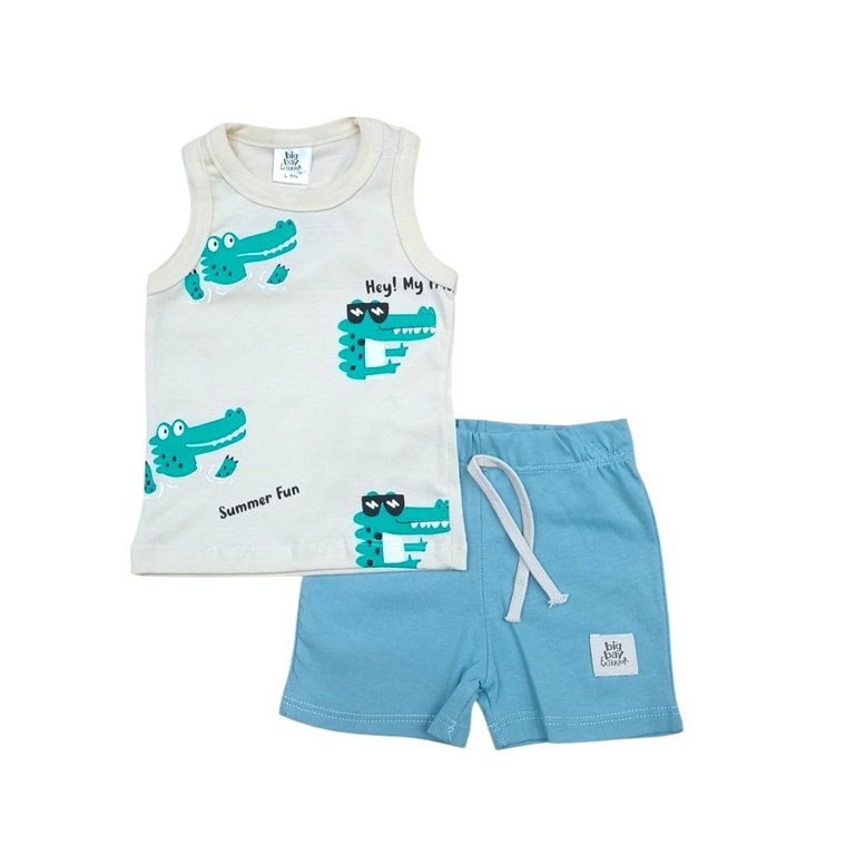 Conjunto: Musculosa estampampa full + Short jersey. Big bay