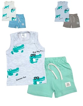Conjunto: Musculosa estampampa full + Short jersey. Big bay