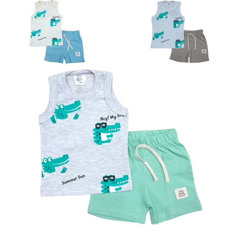 Conjunto: Musculosa estampampa full + Short jersey. Big bay