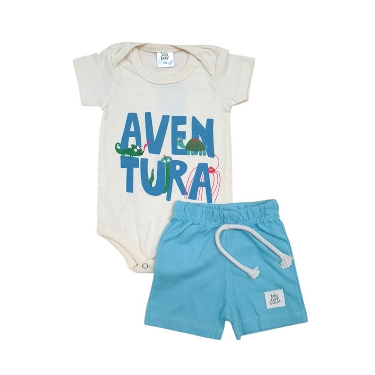 Set: Body manga corta estampado + short jersey. Big bay