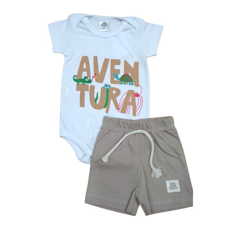 Set: Body manga corta estampado + short jersey. Big bay