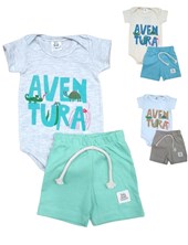 Set: Body manga corta estampado + short jersey. Big bay