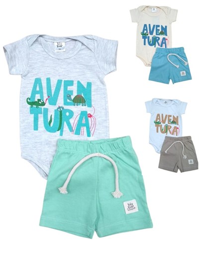 Set: Body manga corta estampado + short jersey. Big bay