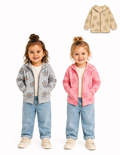 CAMPERA EN RUSTICO CON CAPUCHA Y CIERRE PARA BEBE. BIG BAY