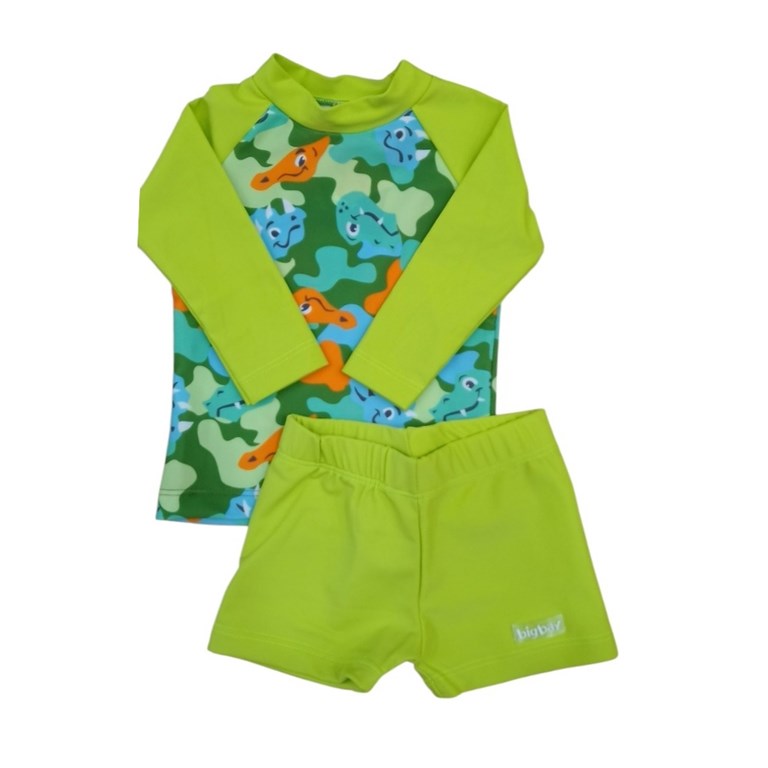 Conjunto UV+50 bebe varon: Remera Manga larga estampada + short. Big bay