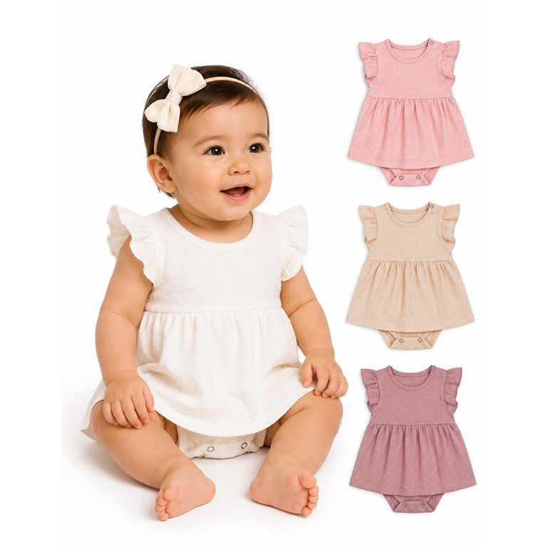 BODY VESTIDO PLUMETI CON VOLADO EN MANGAS. BIG BAY