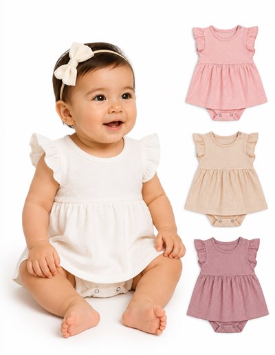 BODY VESTIDO PLUMETI CON VOLADO EN MANGAS. BIG BAY