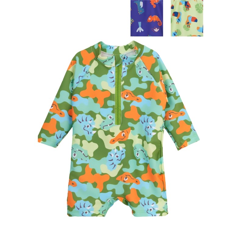 Enterito UV+50 con cierre estampado de bebe varon. Big bay