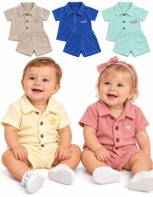 CONJUNTO CAMISA + SHORT EN TAWEL PARA BEBE. BIG BAY