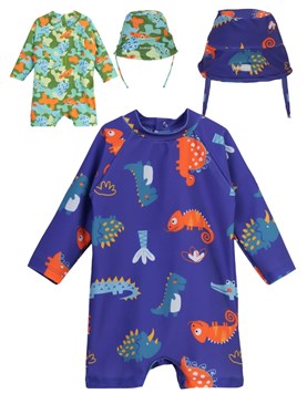 Set UV+50: Enterito estampado + Gorro piluso. Big bay