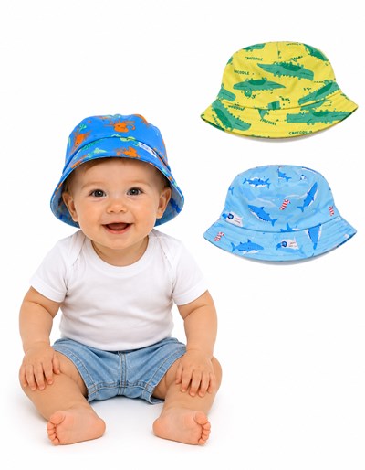 Gorro piluso UV+50 estampado bebe varon. Big bay