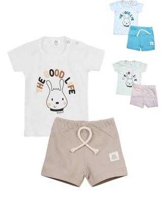 Conjunto: body manga corta + short estampado dinos. Big bay