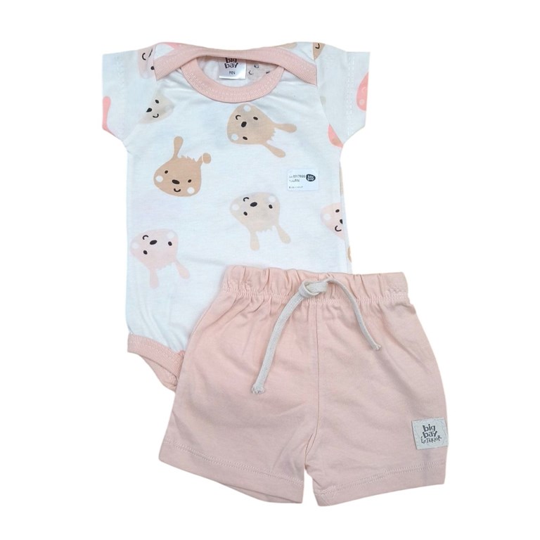 Set: Body manga corta + short jersey estampado. Big bay
