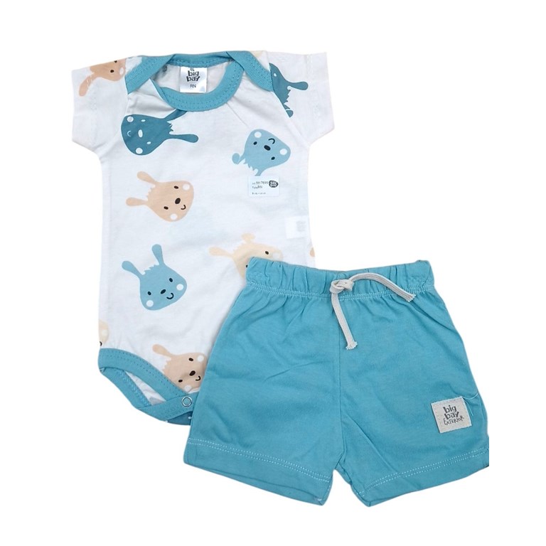 Set: Body manga corta + short jersey estampado. Big bay