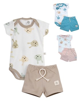 Set: Body manga corta + short jersey estampado. Big bay