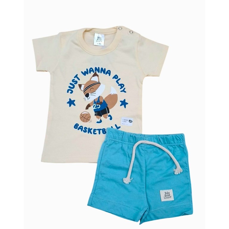 REMERA MANGA CORTA + SHORT ESTAMPA DEPORTES. BIG BAY